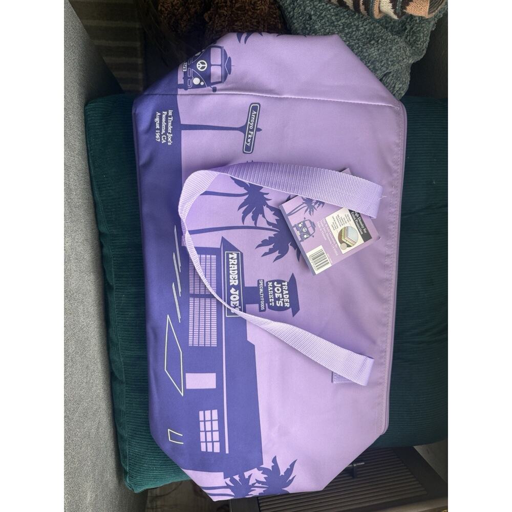Trader Joe’s Large Insulated Cooler Bag. PURPLE RAIN WITH TAG